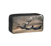 Edwal Jet Fighter Print Pen Organizer Bag Pouch Large Capacity Pencil Case with Zipper Durable Pen Case for Stationery