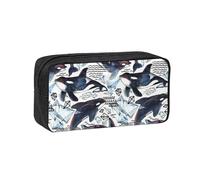 EdWal Killer Whale Print Pen Organizer Bag Pouch Large Capacity Pencil Case with Zipper Durable Pen Case for Stationery