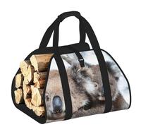 EdWal Koala Bear Print Log Carrier Bag with Open Sides Wood Log Holder for Fireplace Tote Bag Fireplace Accessory