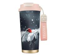 EdWal Ladybug On Daisy Flower Print Insulated Stainless Steel Travel Coffee Mug,Coffee Cups with Lids, for Hot Cold Drinks