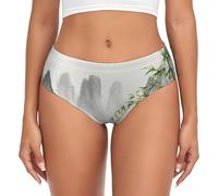 EdWal Landscape Painting Print Womens High-Waisted Briefs Panties, Moisture-Wicking Underwear, Bikini Brief Underwear Black