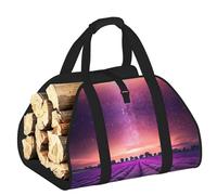 EdWal Lavender Fields Print Log Carrier Bag with Open Sides Wood Log Holder for Fireplace Tote Bag Fireplace Accessory