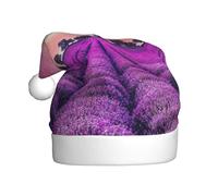 EdWal Lavender Fields Print Plush Santa Hat, Christmas Hats For Adults, Cozy Holiday Headwear, For Christmas Parties