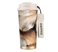 EdWal Leaves Floral On Rustic Wood Print Insulated Stainless Steel Travel Coffee Mug,Coffee Cups with Lids, for Hot Cold Drinks