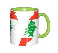 EdWal Lebanon Flag Map Print Tea Cups with Handle, Ceramic Ceramic Mug for Tea and Coffee Gift for Women Microwave Safe