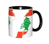EdWal Lebanon Flag Map Print Tea Cups with Handle, Ceramic Ceramic Mug for Tea and Coffee Gift for Women Microwave Safe