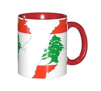 EdWal Lebanon Flag Map Print Tea Cups with Handle, Ceramic Ceramic Mug for Tea and Coffee Gift for Women Microwave Safe