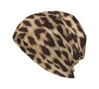 EdWal Leopard Pattern Print Adult Men's Knit Hat Cap, Unisex Warm Winter Beanie Hat, Soft Warm Hat for Women Black