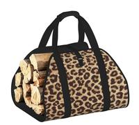 EdWal Leopard Pattern Print Log Carrier Bag with Open Sides Wood Log Holder for Fireplace Tote Bag Fireplace Accessory