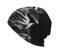 EdWal Leopard Print Adult Men's Knit Hat Cap, Unisex Warm Winter Beanie Hat, Soft Warm Hat for Women Black