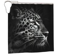 EdWal Leopard Print Polyester Shower Curtain For Bathroom With Hooks 185cm Long, Waterproof Bath Accessories