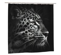 EdWal Leopard Print Polyester Shower Curtain For Bathroom With Hooks 185cm Long, Waterproof Bath Accessories