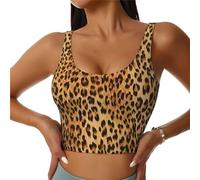 EdWal Leopard Print Print Sports Bras for Women Seamless Sports Bra, Wirefree Padded Workout Yoga Gym Fitness Bra Black