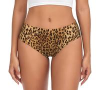 EdWal Leopard Print Print Womens High-Waisted Briefs Panties, Moisture-Wicking Underwear, Bikini Brief Underwear Black