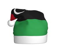 EdWal Libyan Flag Print Plush Santa Hat, Christmas Hats For Adults, Cozy Holiday Headwear, For Christmas Parties