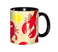 EdWal Lobster and Crab Print Tea Cups with Handle, Ceramic Ceramic Mug for Tea and Coffee Gift for Women Microwave Safe