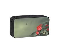 EdWal Lotus Flower and Dragonfly Print Pen Organizer Bag Pouch Large Capacity Pencil Case with Zipper Durable Pen Case for Stationery