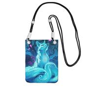 EdWal Magic Blue Fox Print Crossbody Bag For Women, Mini Phone Purses, Cute Phone Wallet, For Hiking Travel Gift