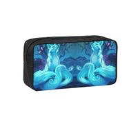 EdWal Magic Blue Fox Print Pen Organizer Bag Pouch Large Capacity Pencil Case with Zipper Durable Pen Case for Stationery