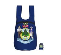 Edwal Maine State Flag Print Foldable Backpack Lightweight Hiking Bag Soft Travel Backpack Rucksack For Work And Gym