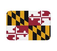EdWal Maryland State Flag Print Crystal Velvet Entry Rug Non-Slip Indoor Front Doormat For Porch Or Home Decor, 60x40 Cm