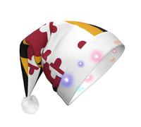 EdWal Maryland State Flag Print Led Christmas Beanie Light Up Christmas Hats, Knit Hats With Led Lights, Unisex Winter Santa Hat