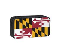 EdWal Maryland State Flag Print Pen Organizer Bag Pouch Large Capacity Pencil Case with Zipper Durable Pen Case for Stationery