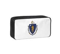 EdWal Massachusetts State Flag Print Pen Organizer Bag Pouch Large Capacity Pencil Case with Zipper Durable Pen Case for Stationery