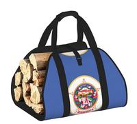 Edwal Minnesota State Flag Print Log Carrier Bag with Open Sides Wood Log Holder for Fireplace Tote Bag Fireplace Accessory