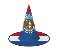 EdWal Missouri State Flag Print Halloween Witch Hat Costume Accessory Women Hats For Halloween Party Cosplay For Home, Yard,
