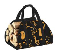 EdWal Musical Notes Treble Print Log Carrier Bag with Open Sides Wood Log Holder for Fireplace Tote Bag Fireplace Accessory