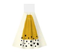 EdWal Mustard Yellow and Black print Hanging Kitchen Hand Towels Dishcloths with Loop Hand Towels Kitchen Tie Towel for Restroom