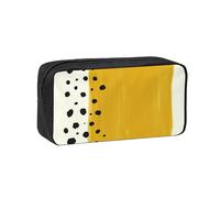 EdWal Mustard Yellow and Black Print Pen Organizer Bag Pouch Large Capacity Pencil Case with Zipper Durable Pen Case for Stationery