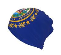EdWal New Hampshire State Flag Print Slouchy Beanie Hat, Multifunction Beanie Hat Lightweight Beanie Sleep Hats for Women Men Black
