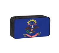 EdWal North Dakota State Flag Print Pen Organizer Bag Pouch Large Capacity Pencil Case with Zipper Durable Pen Case for Stationery