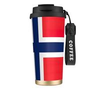 EdWal Norwegian Flag Print Insulated Stainless Steel Travel Coffee Mug,Coffee Cups with Lids, for Hot Cold Drinks