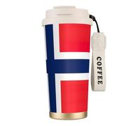 EdWal Norwegian Flag Print Insulated Stainless Steel Travel Coffee Mug,Coffee Cups with Lids, for Hot Cold Drinks