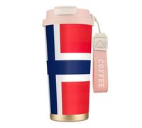 EdWal Norwegian Flag Print Insulated Stainless Steel Travel Coffee Mug,Coffee Cups with Lids, for Hot Cold Drinks