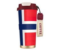 EdWal Norwegian Flag Print Insulated Stainless Steel Travel Coffee Mug,Coffee Cups with Lids, for Hot Cold Drinks