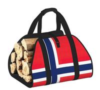 Edwal Norwegian Flag Print Log Carrier Bag with Open Sides Wood Log Holder for Fireplace Tote Bag Fireplace Accessory