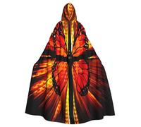 EdWal Orange Butterfly Print Unisex Adults Hooded Cloak Cape Uniform, Hooded Robe, For Halloween Cosplay Costumes