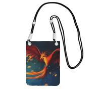 EdWal Orange Red Phoenix Print Crossbody Bag For Women, Mini Phone Purses, Cute Phone Wallet, For Hiking Travel Gift