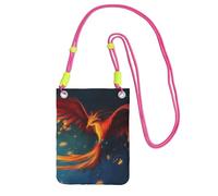 EdWal Orange Red Phoenix Print Crossbody Bag For Women, Mini Phone Purses, Cute Phone Wallet, For Hiking Travel Gift