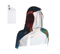 EdWal Orange Red Phoenix Print Lightweight Hooded Quick Dry Towel Gym Towel Snap Button Portable Beach Towel For Hot Weather