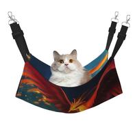 EdWal Orange Red Phoenix print Soft Sleeping Hammock Cat Hammock for Cage Hanging,Pet Hammock Bed Adjustable for Small Animals