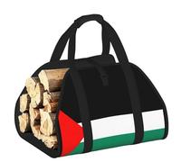 EdWal Palestine Flag Print Log Carrier Bag with Open Sides Wood Log Holder for Fireplace Tote Bag Fireplace Accessory