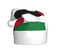 EdWal Palestine Flag Print Plush Santa Hat, Christmas Hats For Adults, Cozy Holiday Headwear, For Christmas Parties