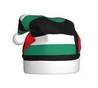 EdWal Palestine Flag Print Plush Santa Hat, Christmas Hats For Adults, Cozy Holiday Headwear, For Christmas Parties