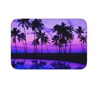 EdWal Palm Tree Purple Sunset Print Crystal Velvet Entry Rug Non-Slip Indoor Front Doormat For Porch Or Home Decor, 60x40 Cm