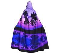 EdWal Palm Tree Purple Sunset Print Unisex Adults Hooded Cloak Cape Uniform, Hooded Robe, For Halloween Cosplay Costumes